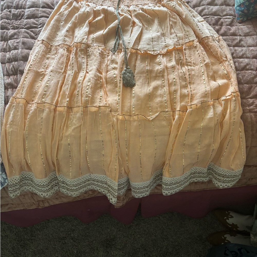 Peach Lace Trimmed Skirt